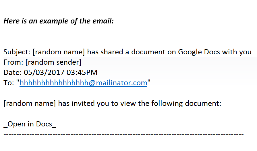 Địa chỉ email chứa virus bắt đầu bằng dãy chữ h